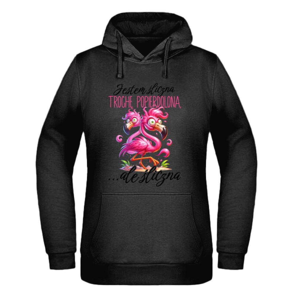 Jestem śliczna, trochę popie*dolona 2 bluza damska z kapturem kolor różowy