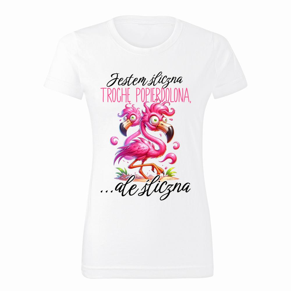 Jestem śliczna, trochę popie*dolona 2 koszulka damska kolor biały
