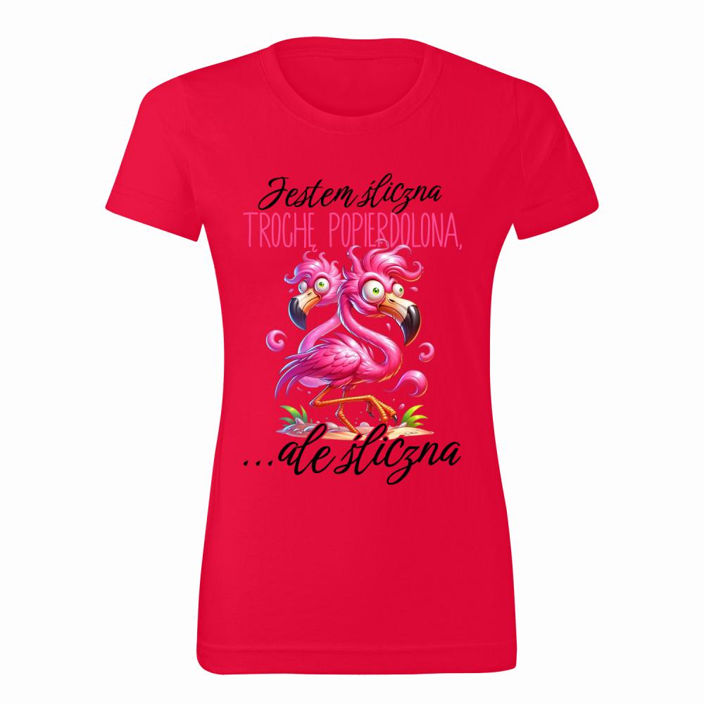 Jestem śliczna, trochę popie*dolona 2 koszulka damska kolor czerwony