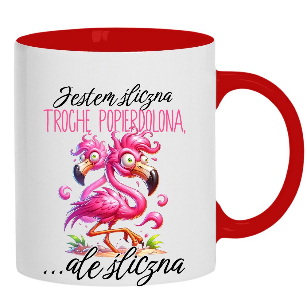 Jestem śliczna, trochę popie*dolona 2 kubek ucho kolor kolor czerwony