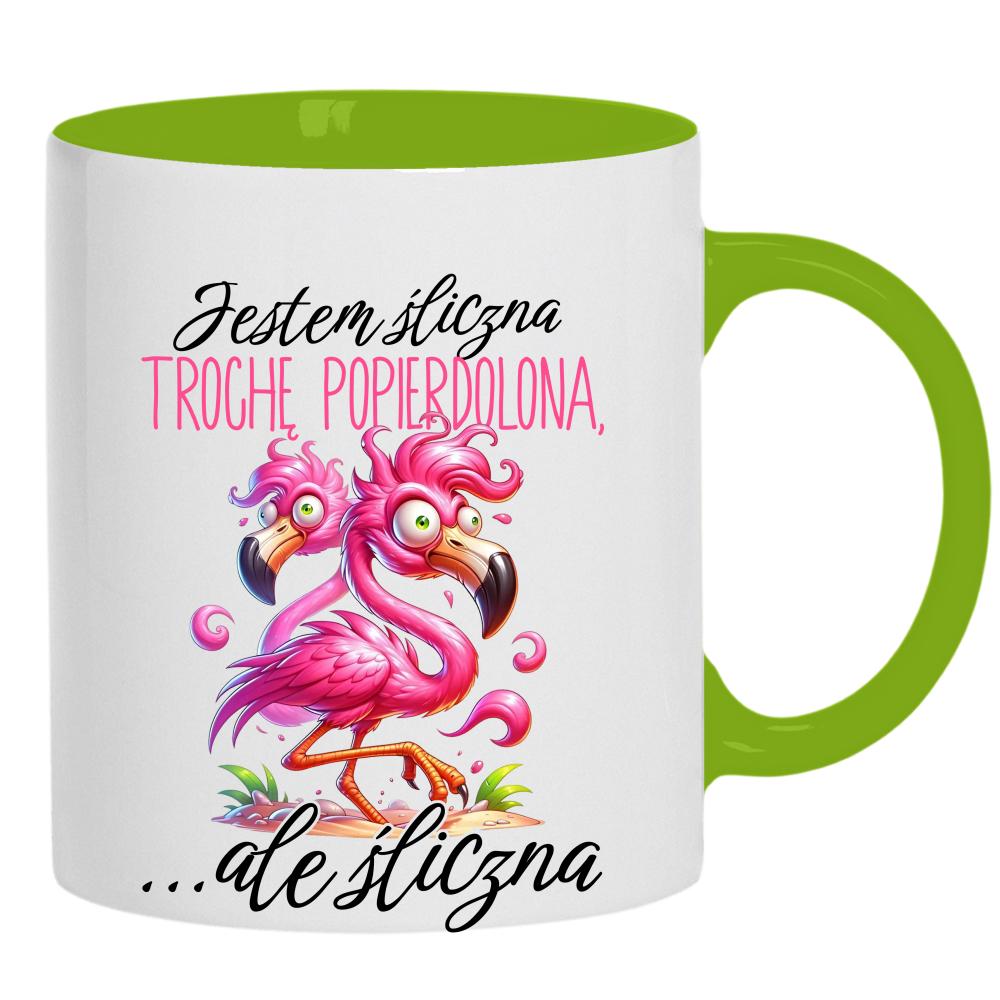 Jestem śliczna, trochę popie*dolona 2 kubek ucho kolor kolor zielony