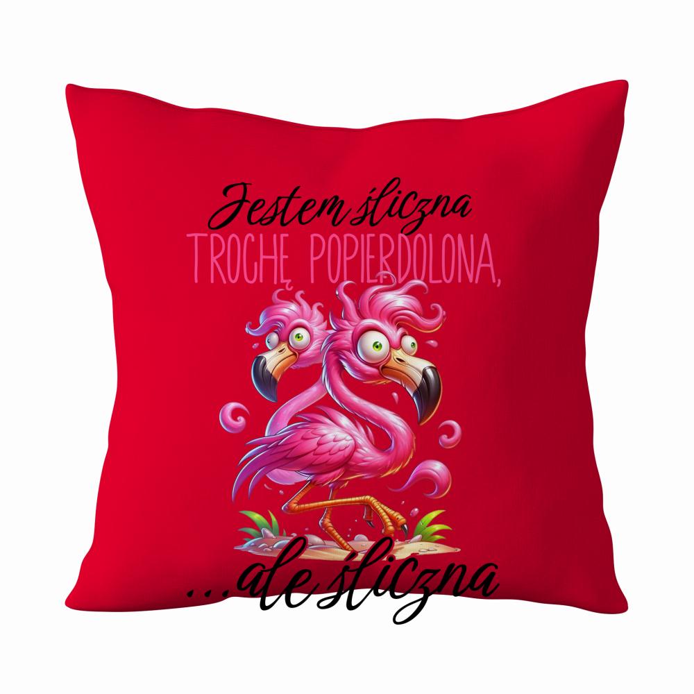 Jestem śliczna, trochę popie*dolona 2 poduszka kolor czerwony