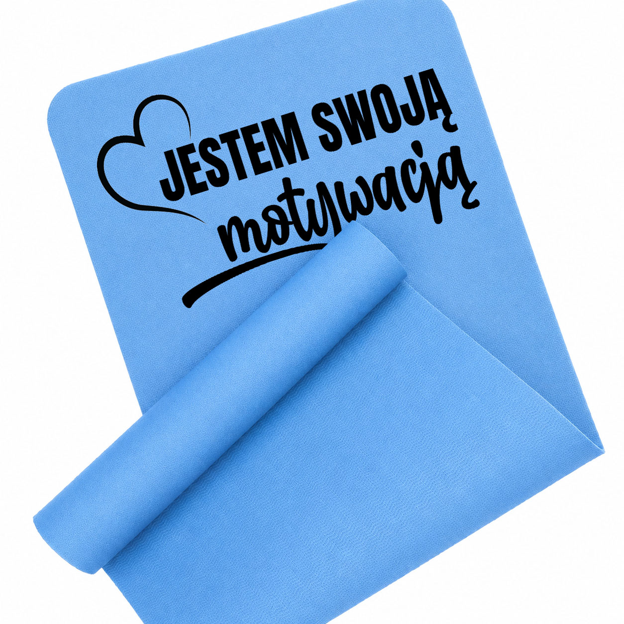 Jestem swoją motywacją mata piankowa do ćwiczeń kolor błękitny mata