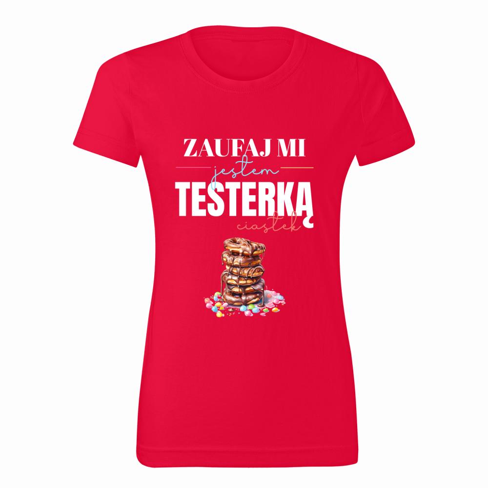 Jestem Testerką Ciastek koszulka damska kolor czerwony