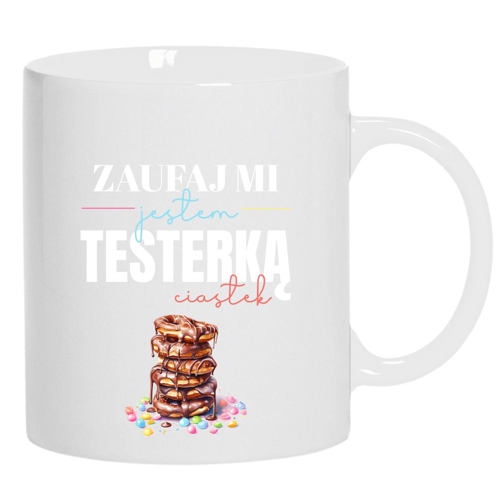 Jestem Testerką Ciastek kubek ucho kolor kolor biały