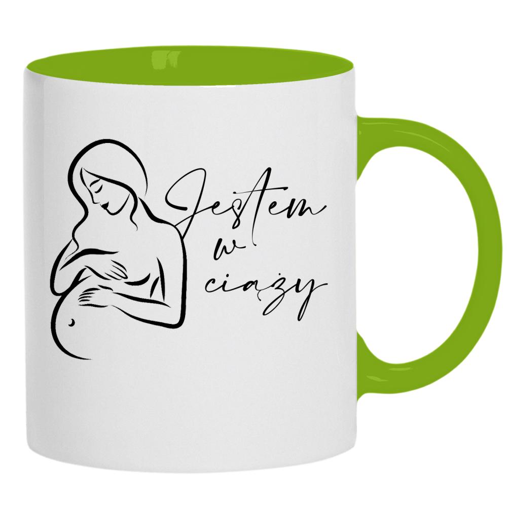 Jestem w ciąży kubek ucho kolor kolor zielony