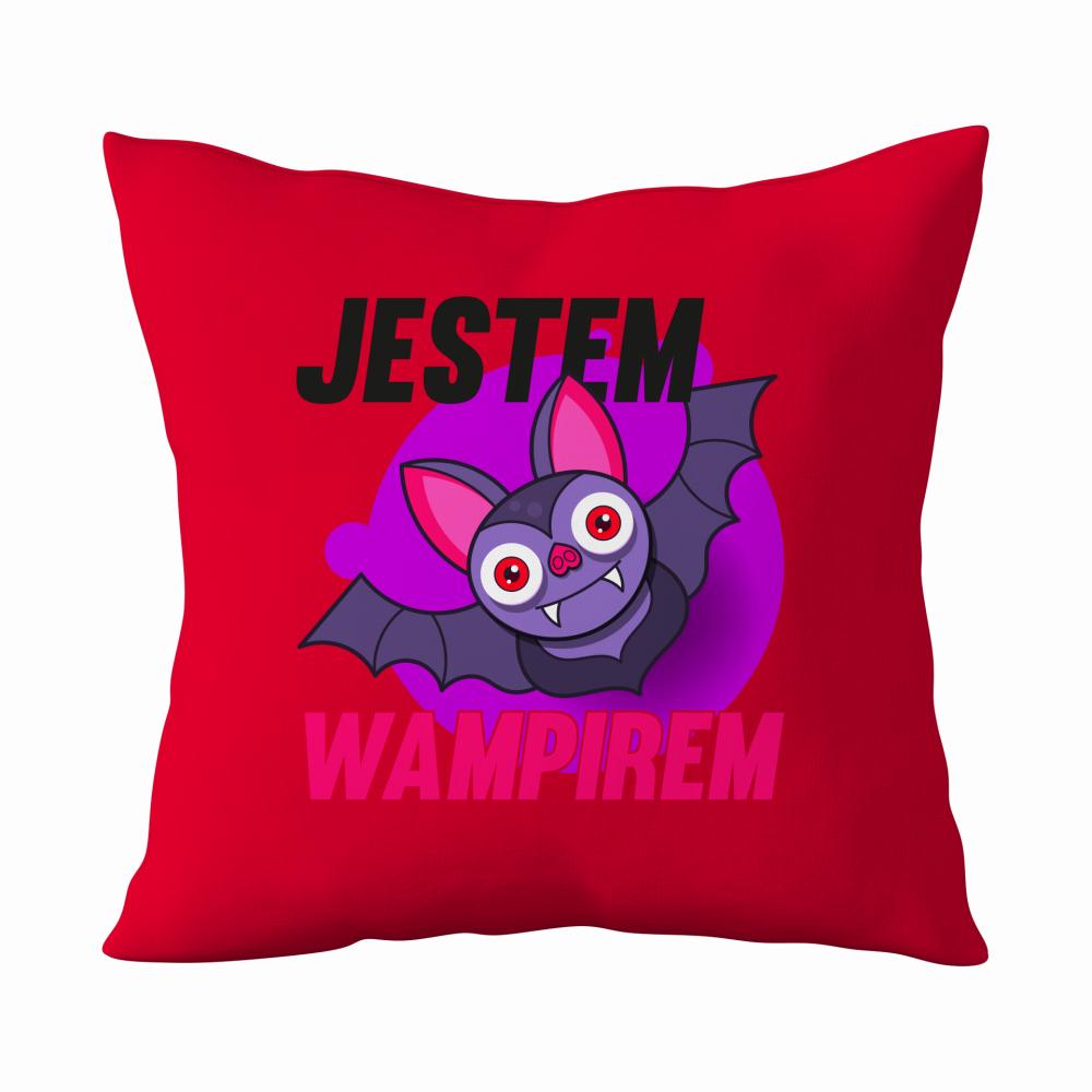 Jestem Wampirem poduszka kolor czerwony