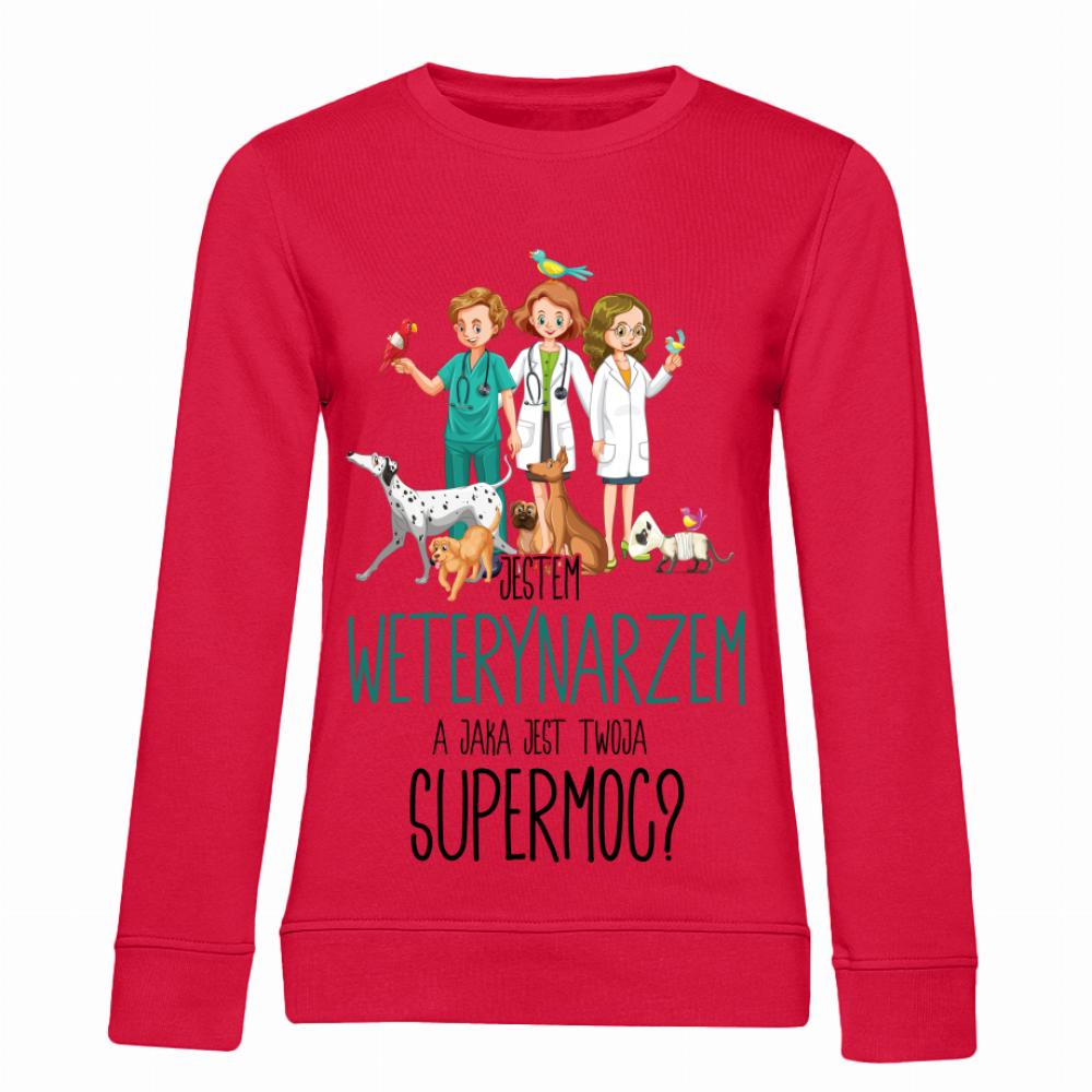 Jestem weterynarzem – a jaka jest twoja supermoc bluza damska bez kaptura kolor czerwony
