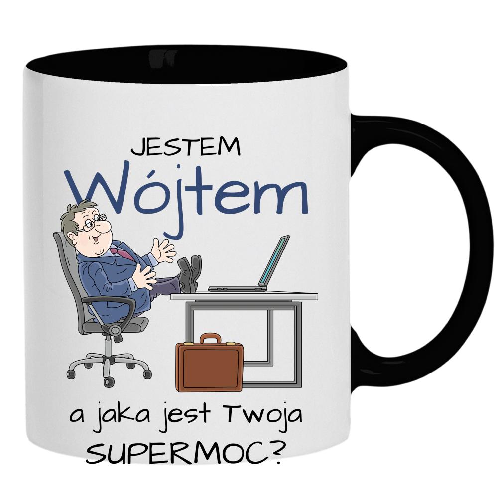 Jestem Wójtem – a jaka jest Twoja supermoc? kubek ucho kolor kolor czarnyy