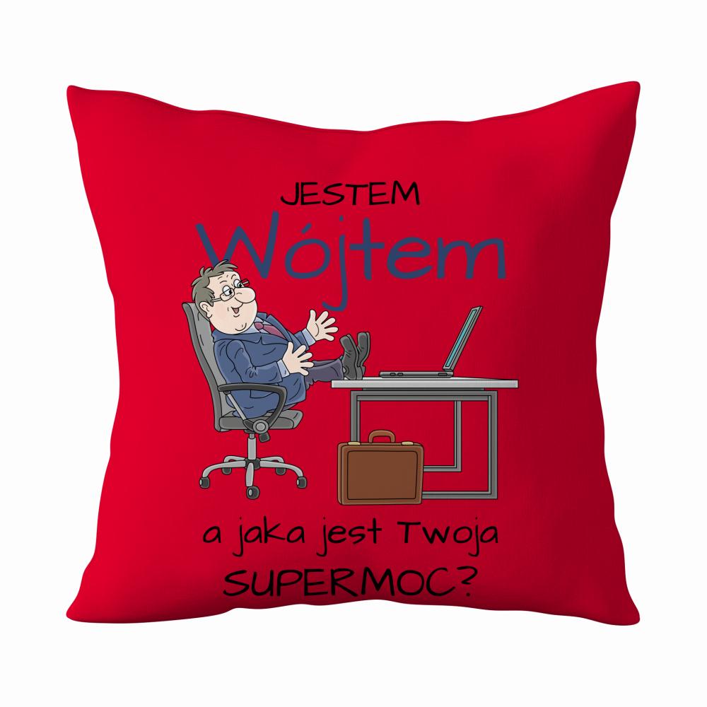 Jestem Wójtem – a jaka jest Twoja supermoc? poduszka kolor czerwony