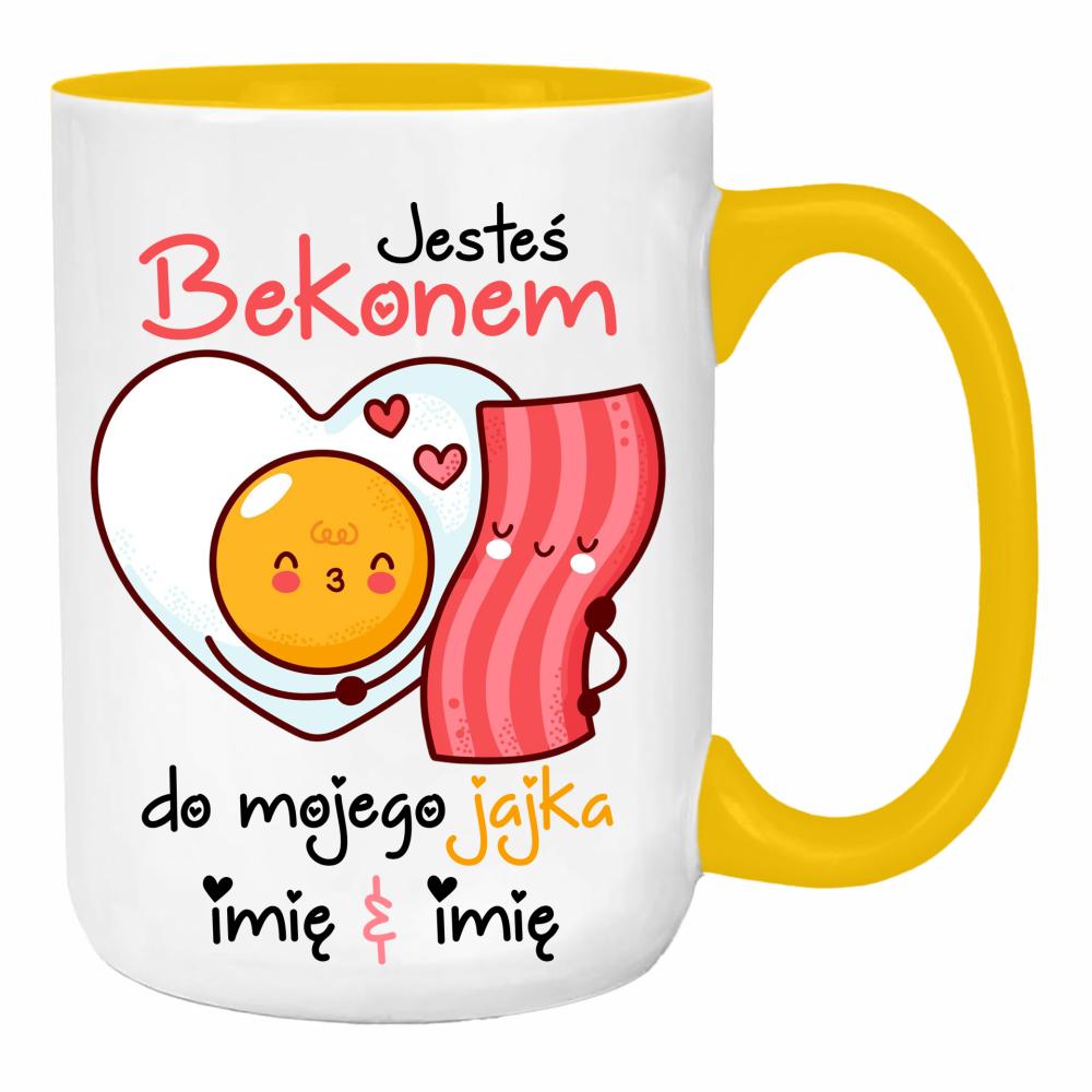 JESTEŚ BEKONEM DO MOJEGO JAJKA duży kubek ucho kolor kolor żółty