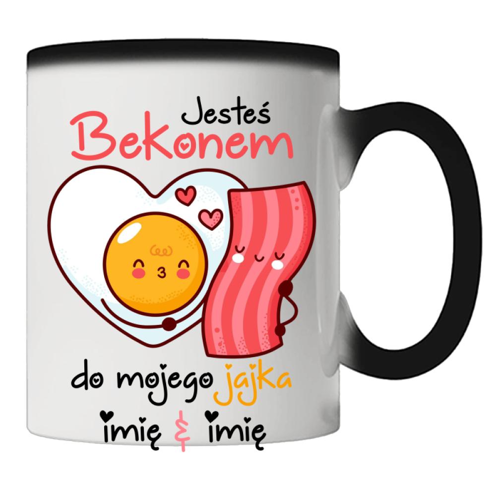 JESTEŚ BEKONEM DO MOJEGO JAJKA kubek magiczny kolor czarny