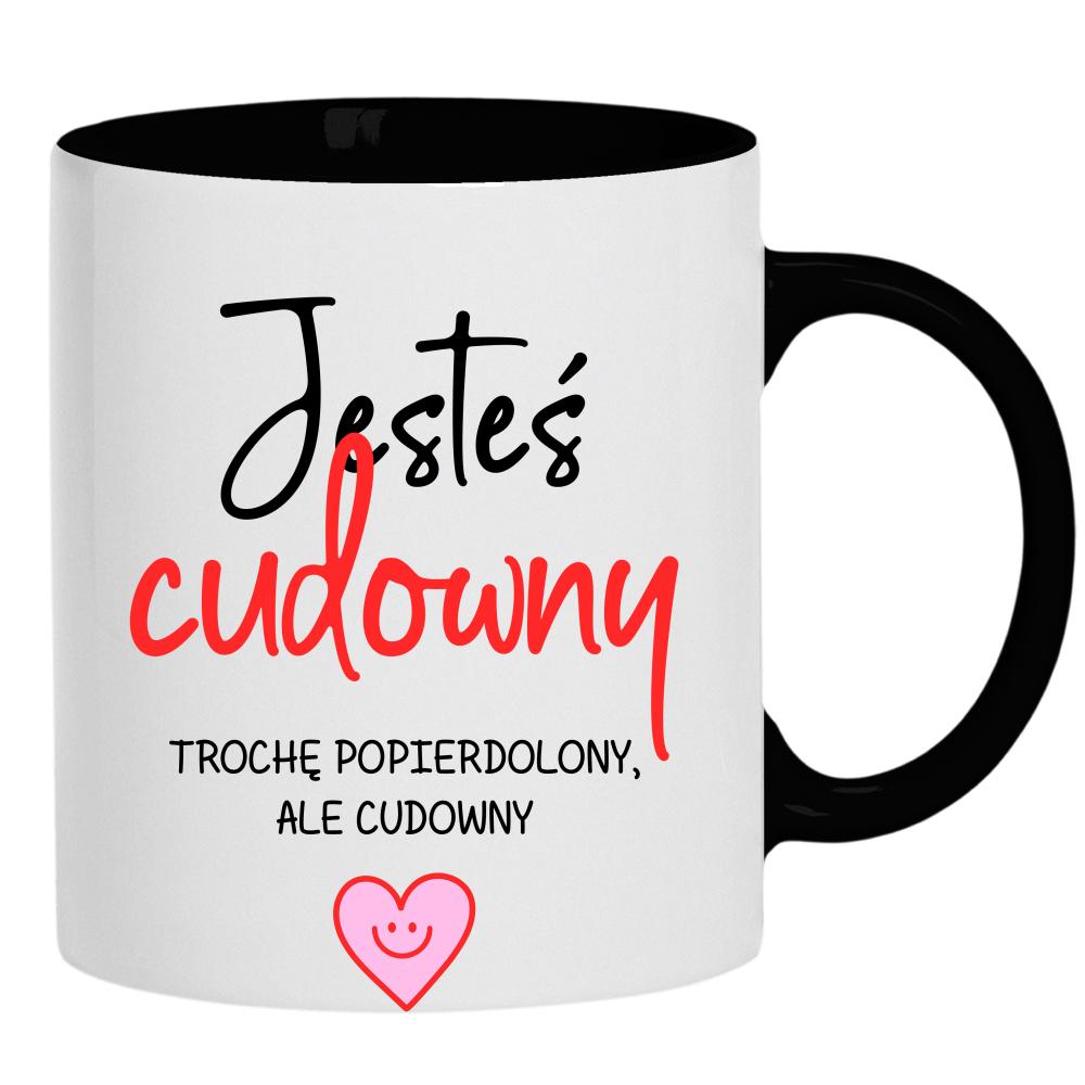 JESTEŚ CUDOWNY kubek ucho kolor kolor czarnyy