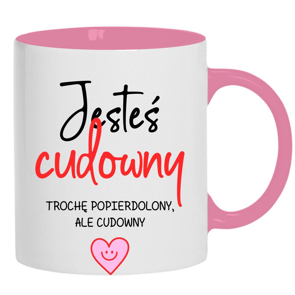 JESTEŚ CUDOWNY kubek ucho kolor kolor różowy