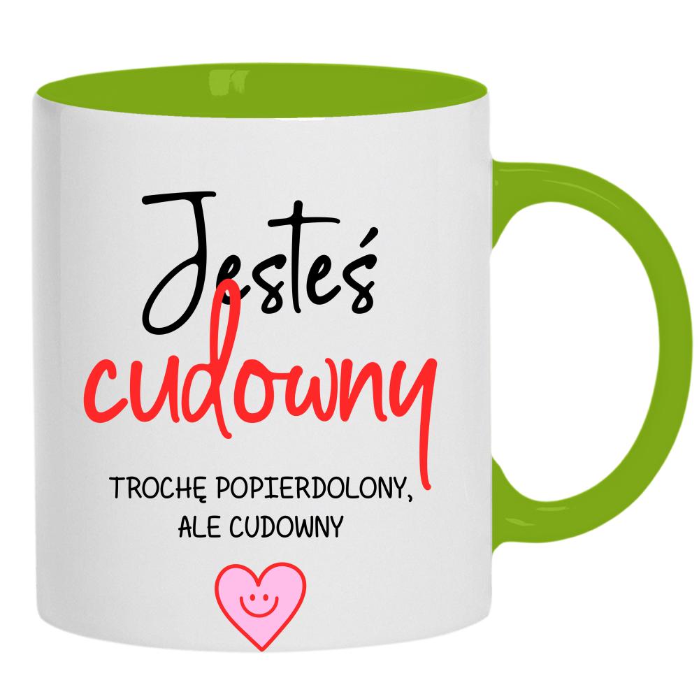 JESTEŚ CUDOWNY kubek ucho kolor kolor zielony