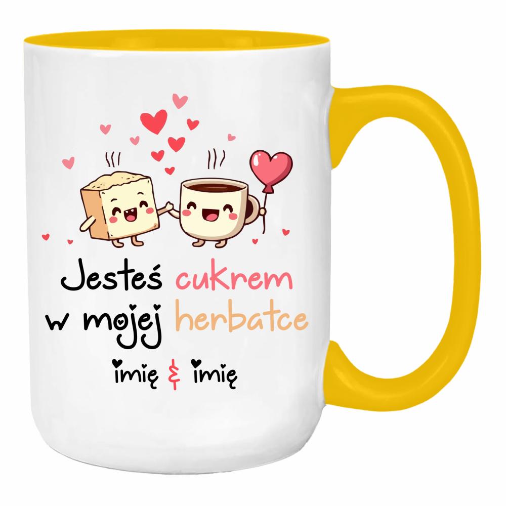 JESTEŚ CUKREM W MOJEJ HERBATCE duży kubek ucho kolor kolor żółty