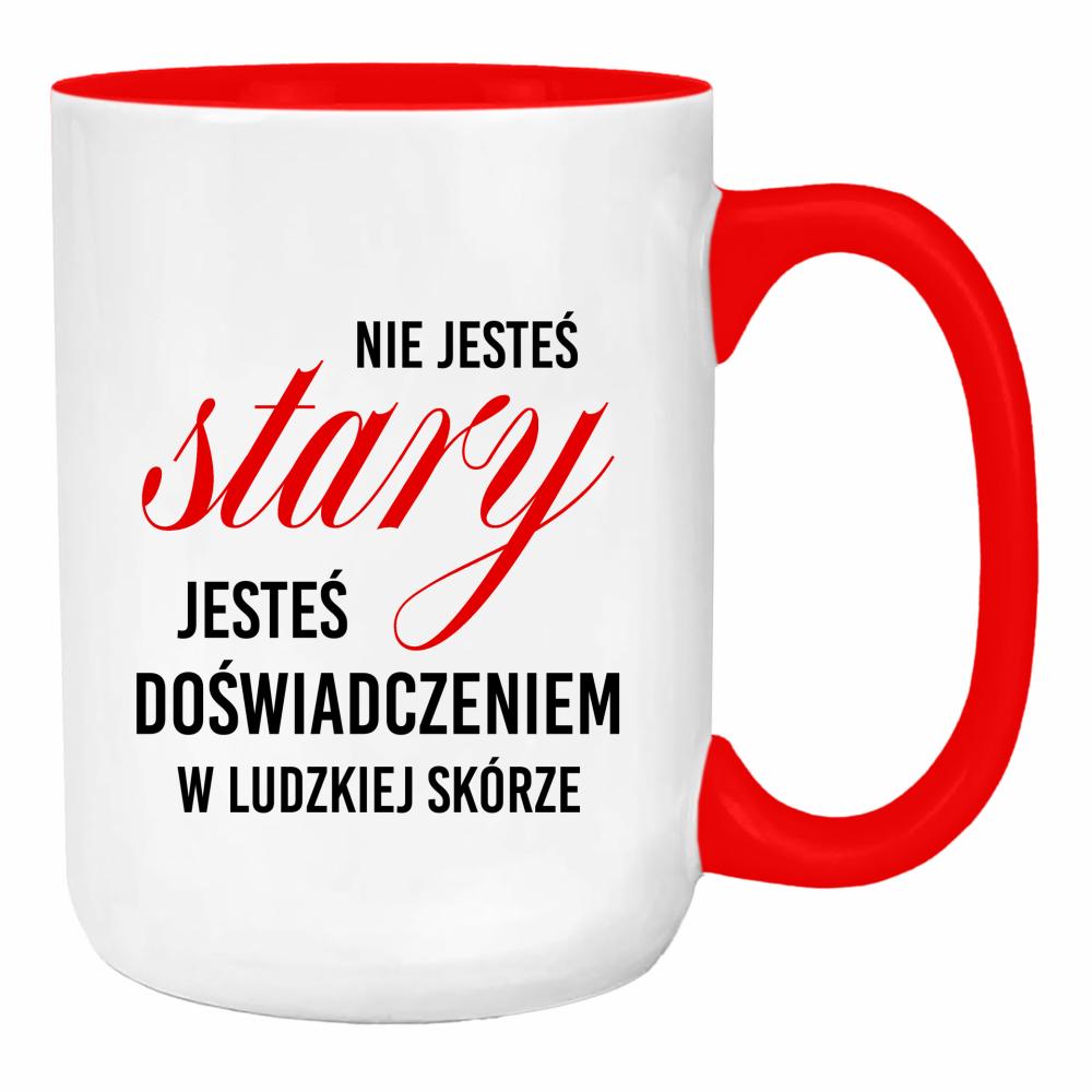 Jesteś doświadczeniem w ludzkiej skórze duży kubek ucho kolor kolor red