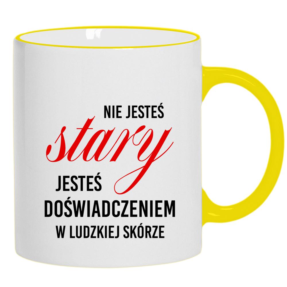 Jesteś doświadczeniem w ludzkiej skórze kubek żółty uchwyt i rant kolor żółty