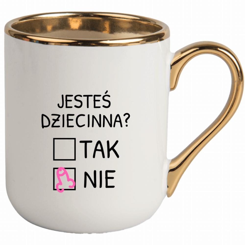 Jesteś dziecinna? kubek elegant biały kolor jasnofioletowy