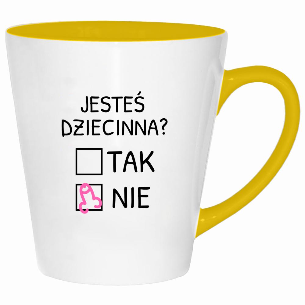 Jesteś dziecinna? kubek latte kolor żółtyy