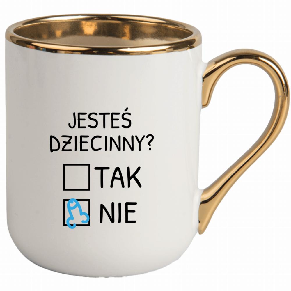 Jesteś dziecinny? kubek elegant biały kolor czerwony latte