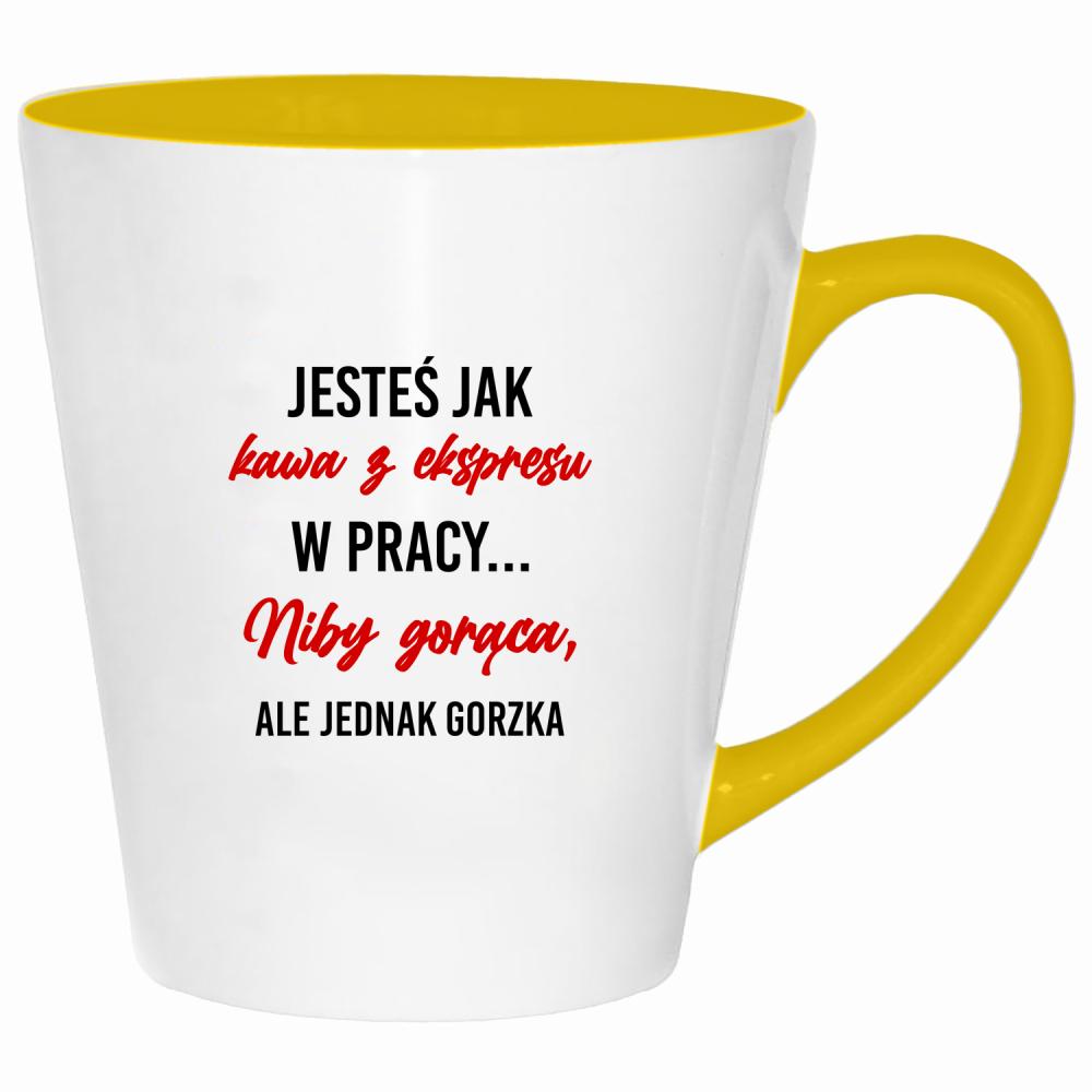 Jesteś jak kawa z ekspresu kubek latte kolor żółtyy