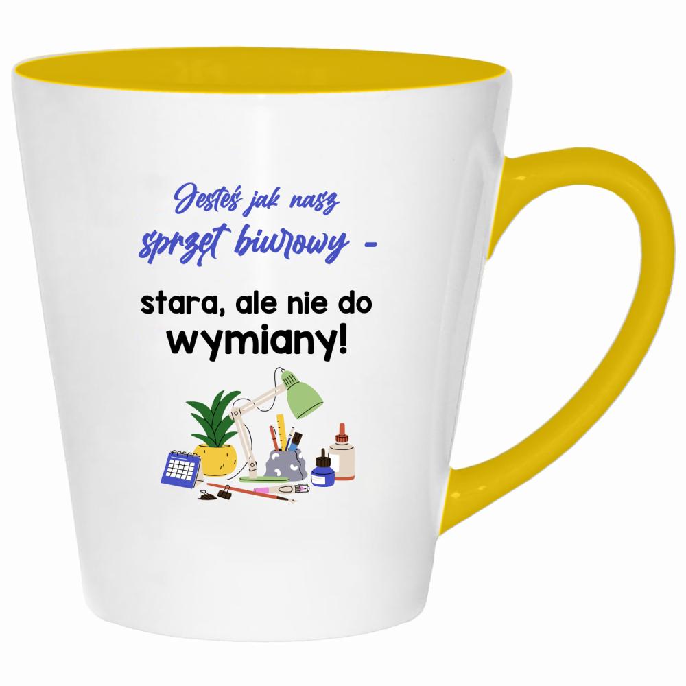 Jesteś jak nasz sprzęt biurowy stara kubek latte kolor żółtyy