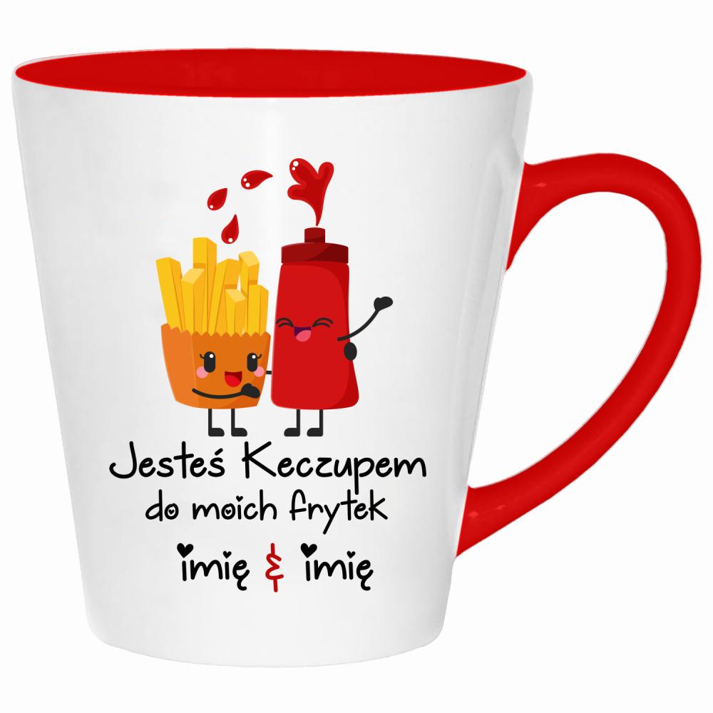 JESTEŚ KECZUPEM DO MOICH FRYTEK kubek latte kolor czerwony latte