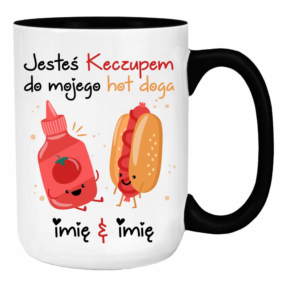 JESTEŚ KECZUPEM DO MOJEGO HOT DOGA duży kubek ucho kolor kolor żółty