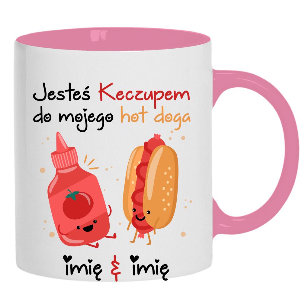 JESTEŚ KECZUPEM DO MOJEGO HOT DOGA kubek ucho kolor kolor różowy