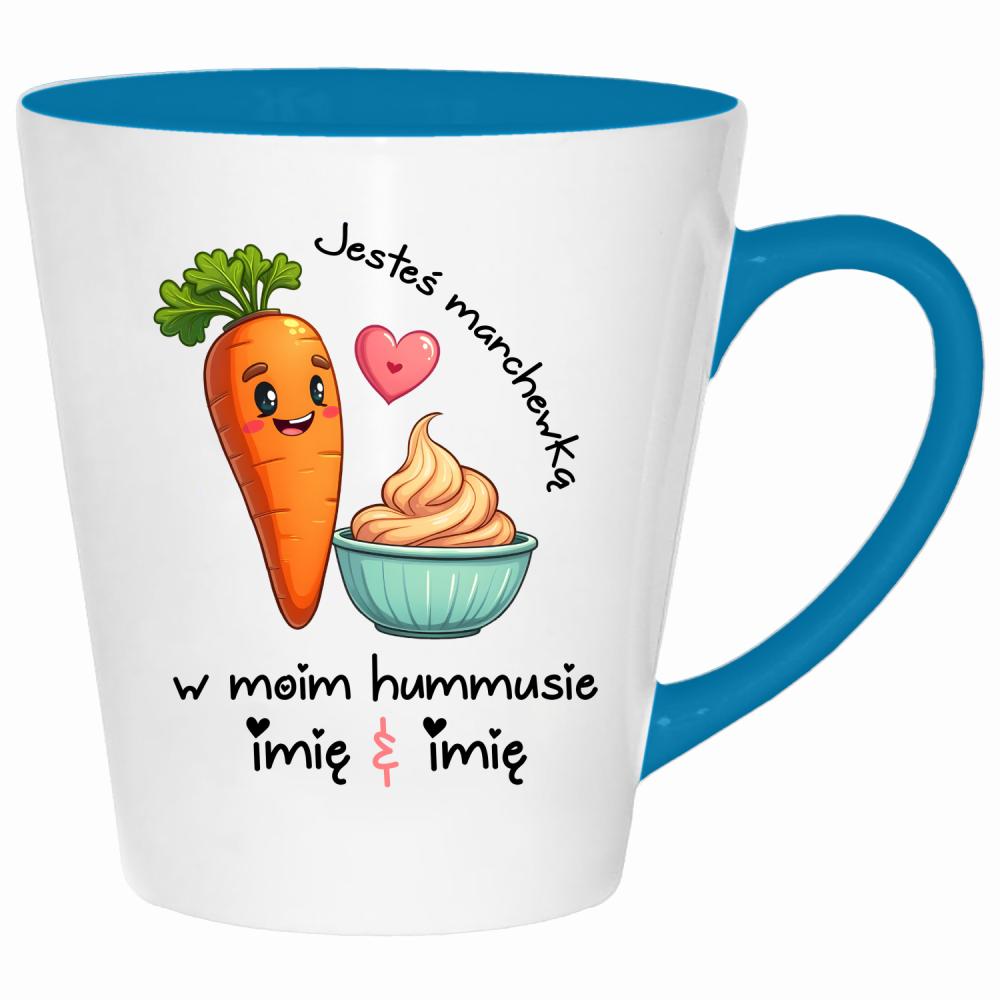 JESTEŚ MARCHEWKĄ W MOIM HUMMUSIE kubek latte kolor turkus