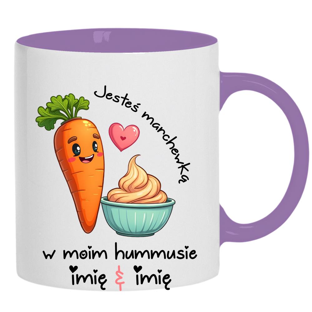JESTEŚ MARCHEWKĄ W MOIM HUMMUSIE kubek ucho kolor kolor jasnofioletowy