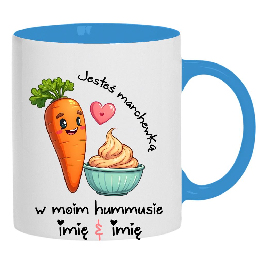 JESTEŚ MARCHEWKĄ W MOIM HUMMUSIE kubek ucho kolor kolor jasnoniebieski