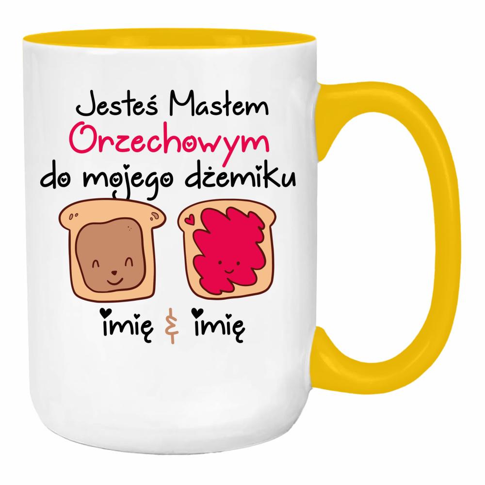 JESTEŚ MASŁEM ORZECHOWYM duży kubek ucho kolor kolor żółty