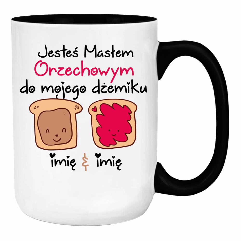 JESTEŚ MASŁEM ORZECHOWYM duży kubek ucho kolor kolor żółtyy