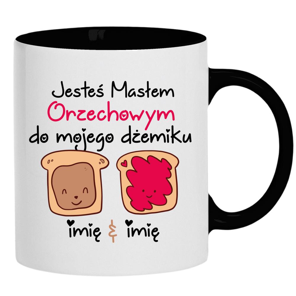 JESTEŚ MASŁEM ORZECHOWYM kubek ucho kolor kolor czarnyy