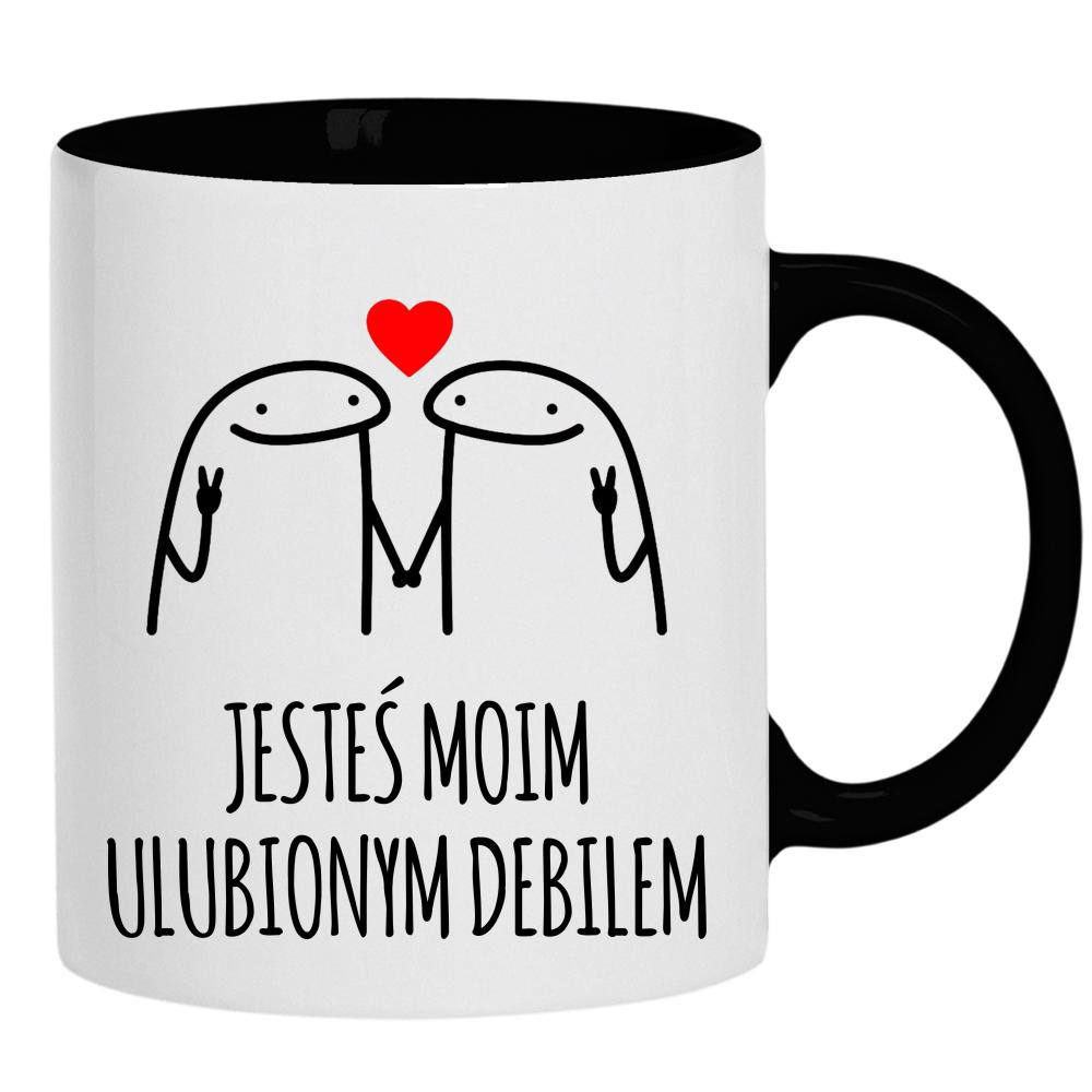 Jesteś moim ulubionym debilem kubek ucho kolor kolor czarnyy