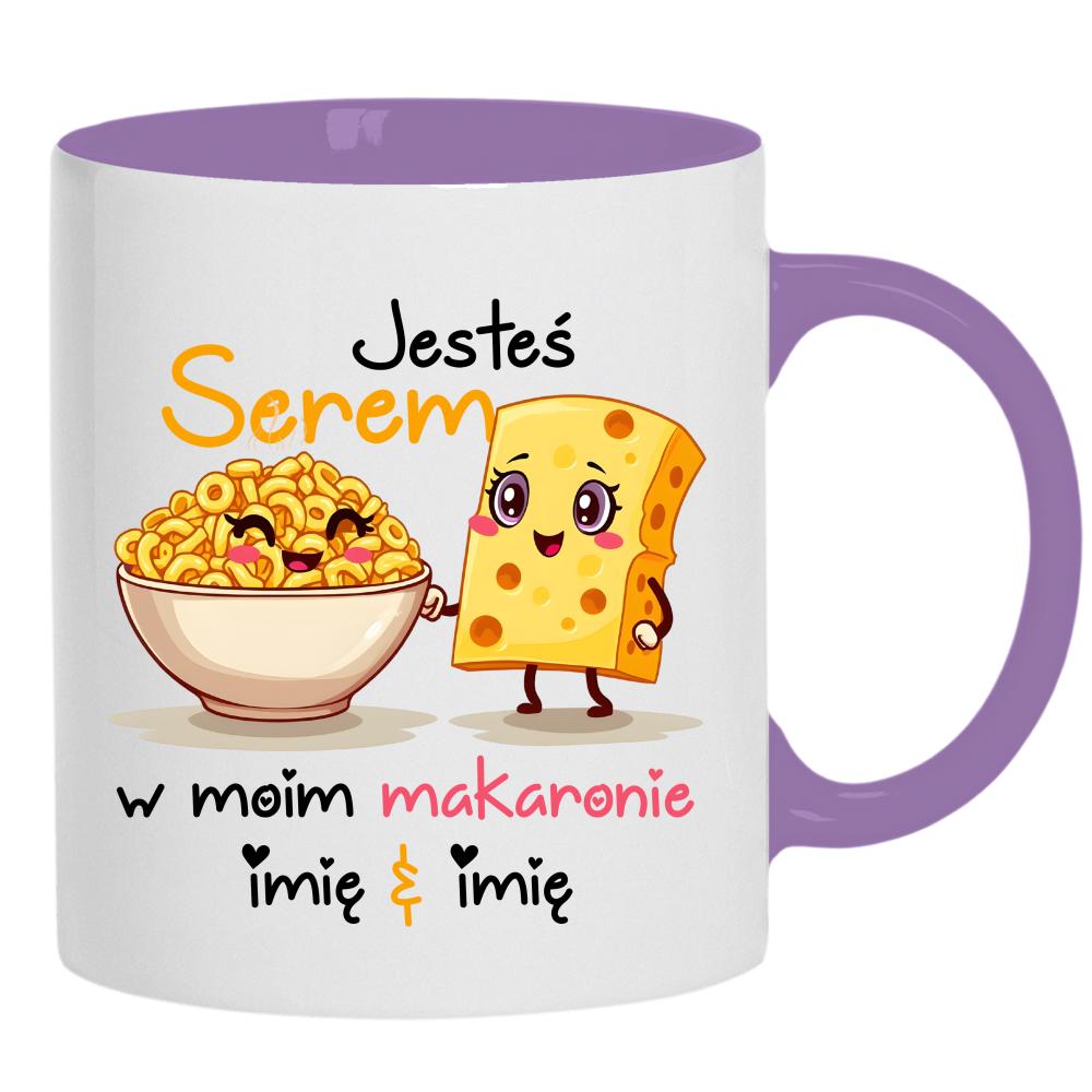 JESTEŚ SEREM W MOIM MAKARONIE kubek ucho kolor kolor jasnofioletowy