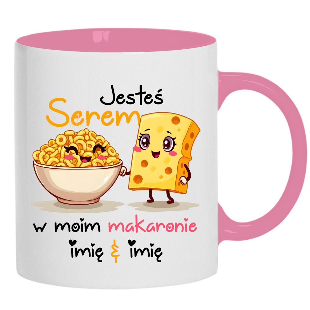 JESTEŚ SEREM W MOIM MAKARONIE kubek ucho kolor kolor różowy
