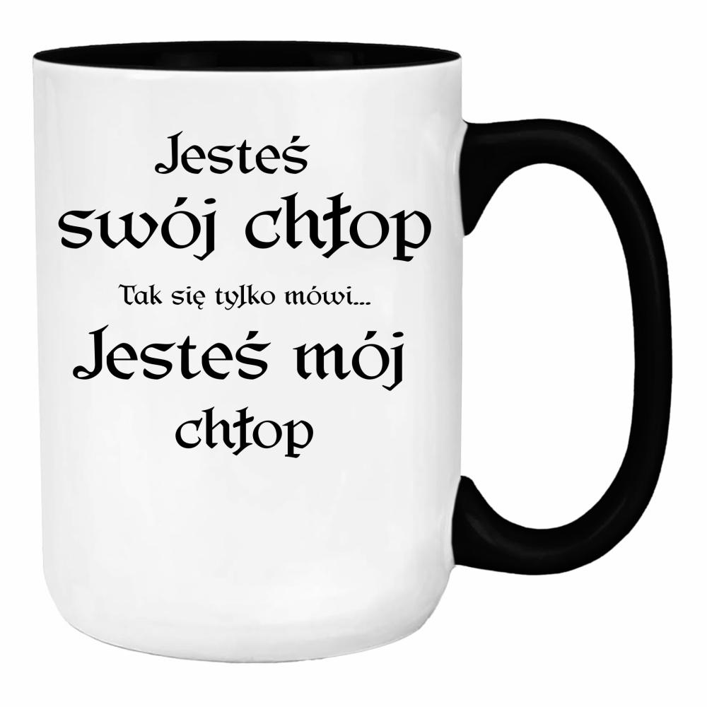 Jesteś swój chłop (tak się tylko mówi) duży kubek ucho kolor kolor różowawo-szary