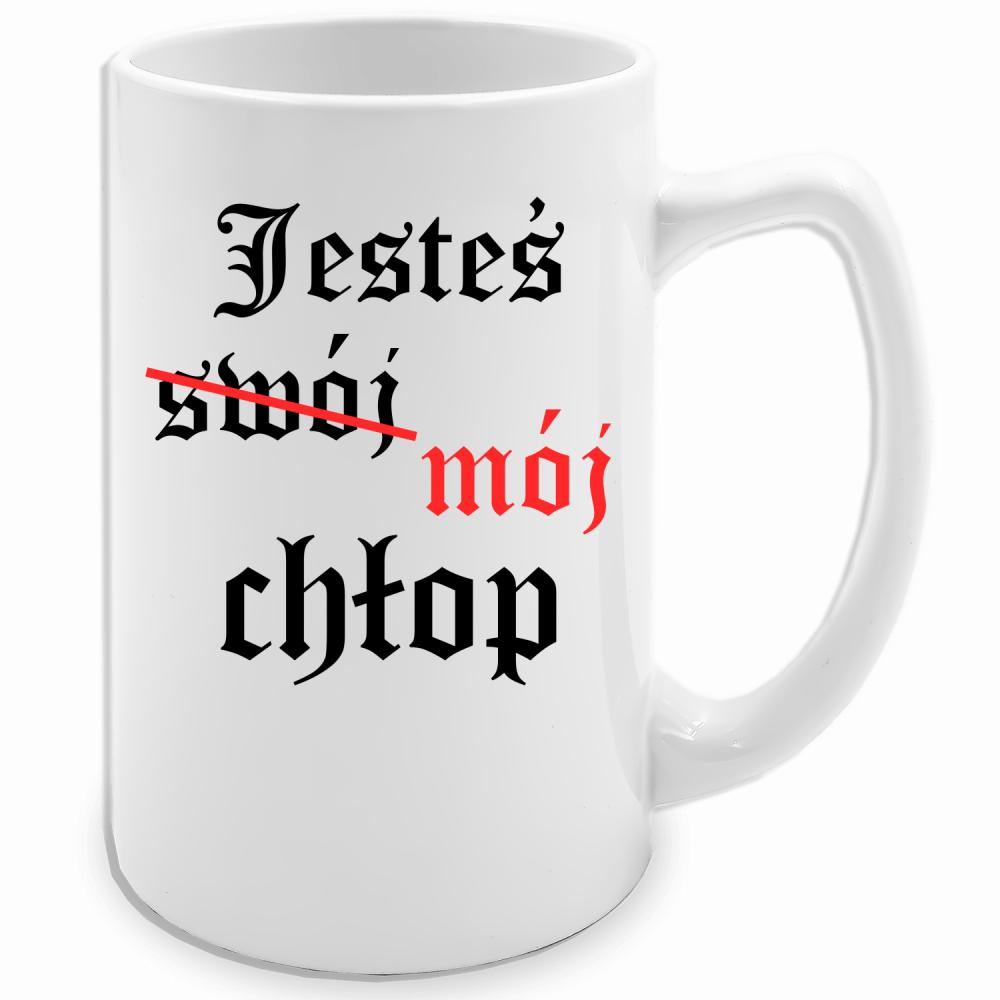 Jesteś (swój) mój chłop kubek biały 413 ml kolor jasnofioletowy