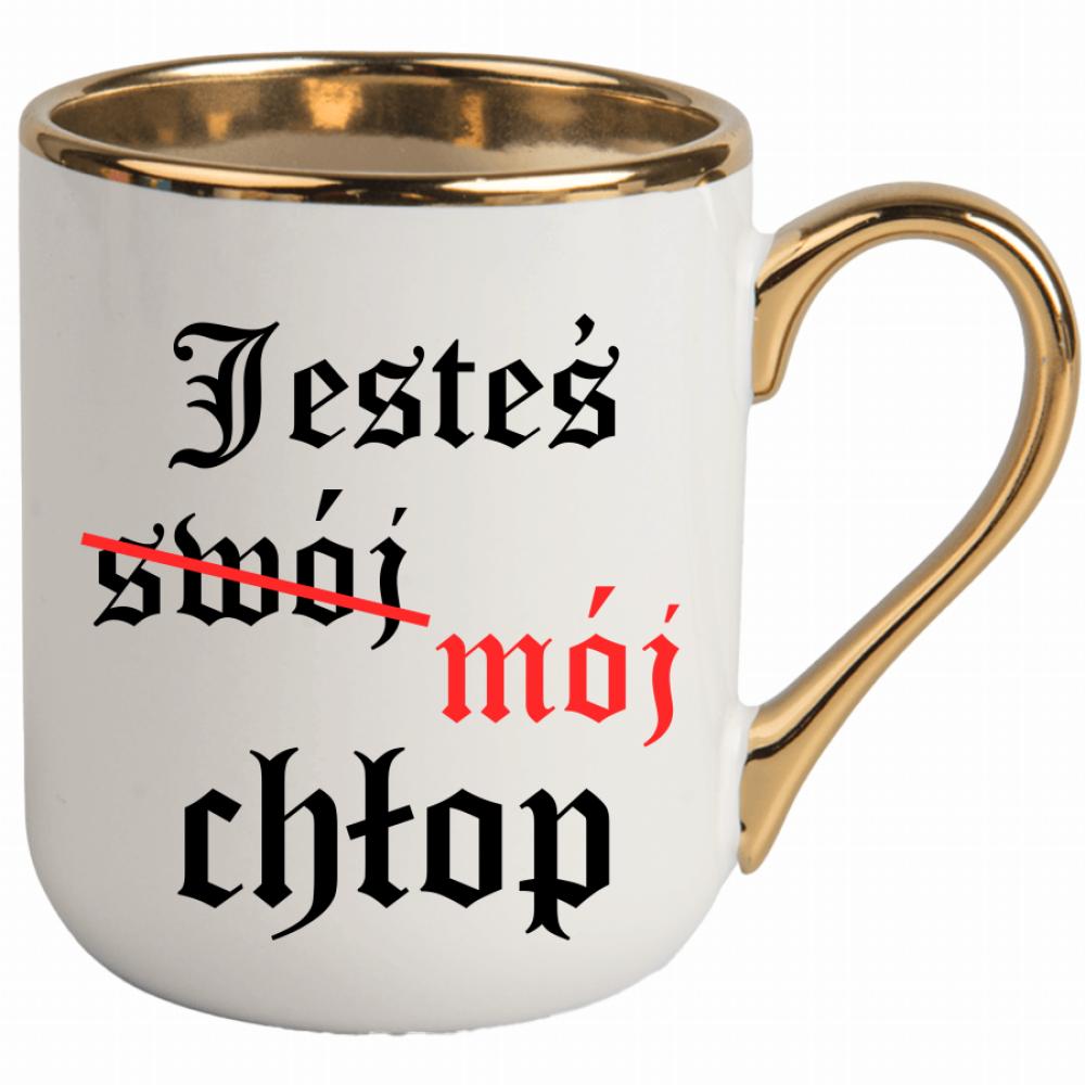 Jesteś (swój) mój chłop kubek elegant biały kolor żółty