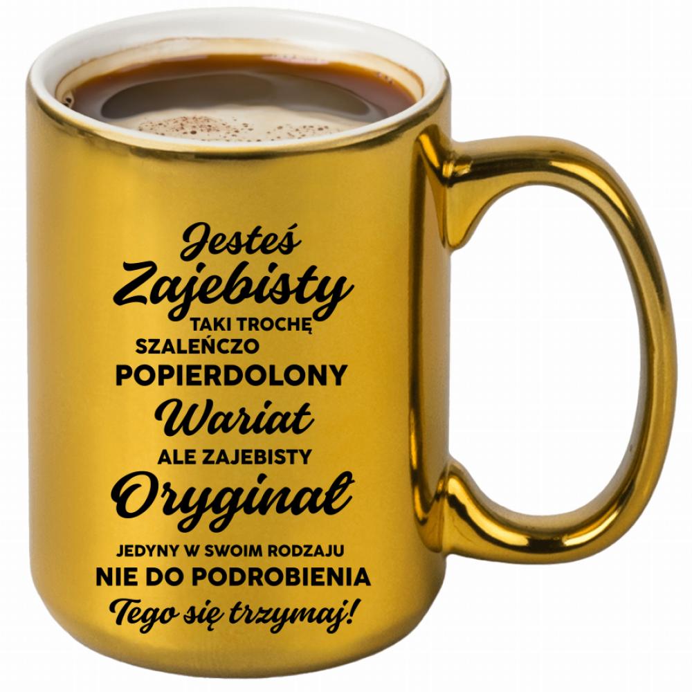 Jesteś zaj#bisty kubek złoty kolor zielony
