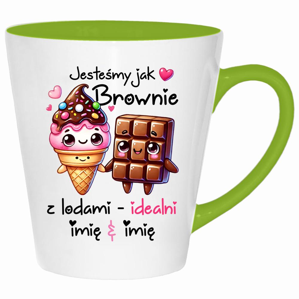 JESTEŚMY JAK BROWNIE Z LODAMI kubek latte kolor limonka