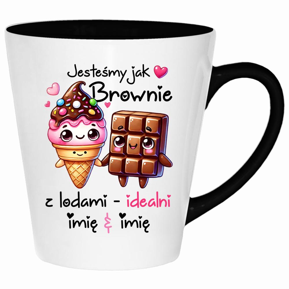 JESTEŚMY JAK BROWNIE Z LODAMI kubek latte kolor miętowo zielony
