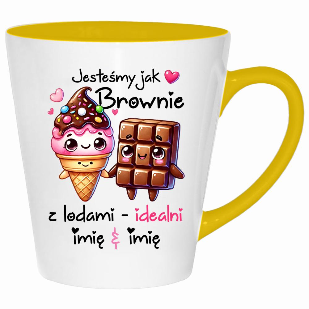 JESTEŚMY JAK BROWNIE Z LODAMI kubek latte kolor żółtyy