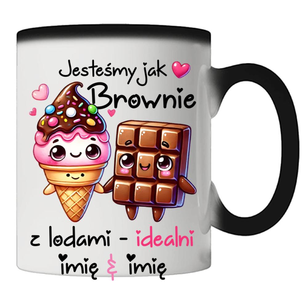 JESTEŚMY JAK BROWNIE Z LODAMI kubek magiczny kolor czarny
