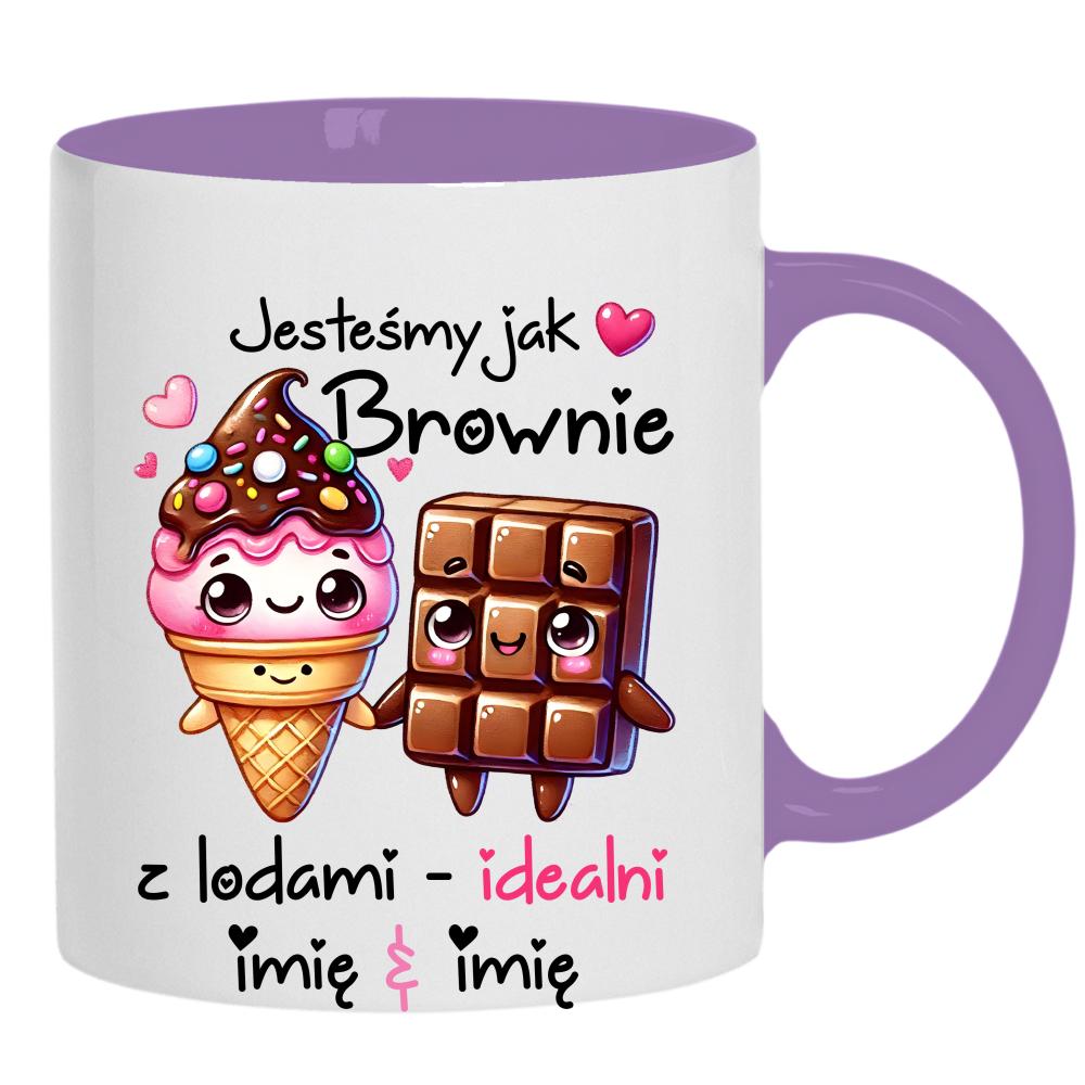 JESTEŚMY JAK BROWNIE Z LODAMI kubek ucho kolor kolor jasnofioletowy