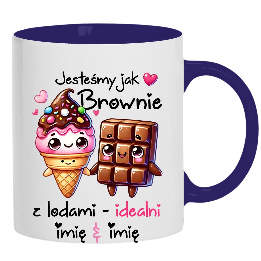 JESTEŚMY JAK BROWNIE Z LODAMI kubek ucho kolor kolor navy