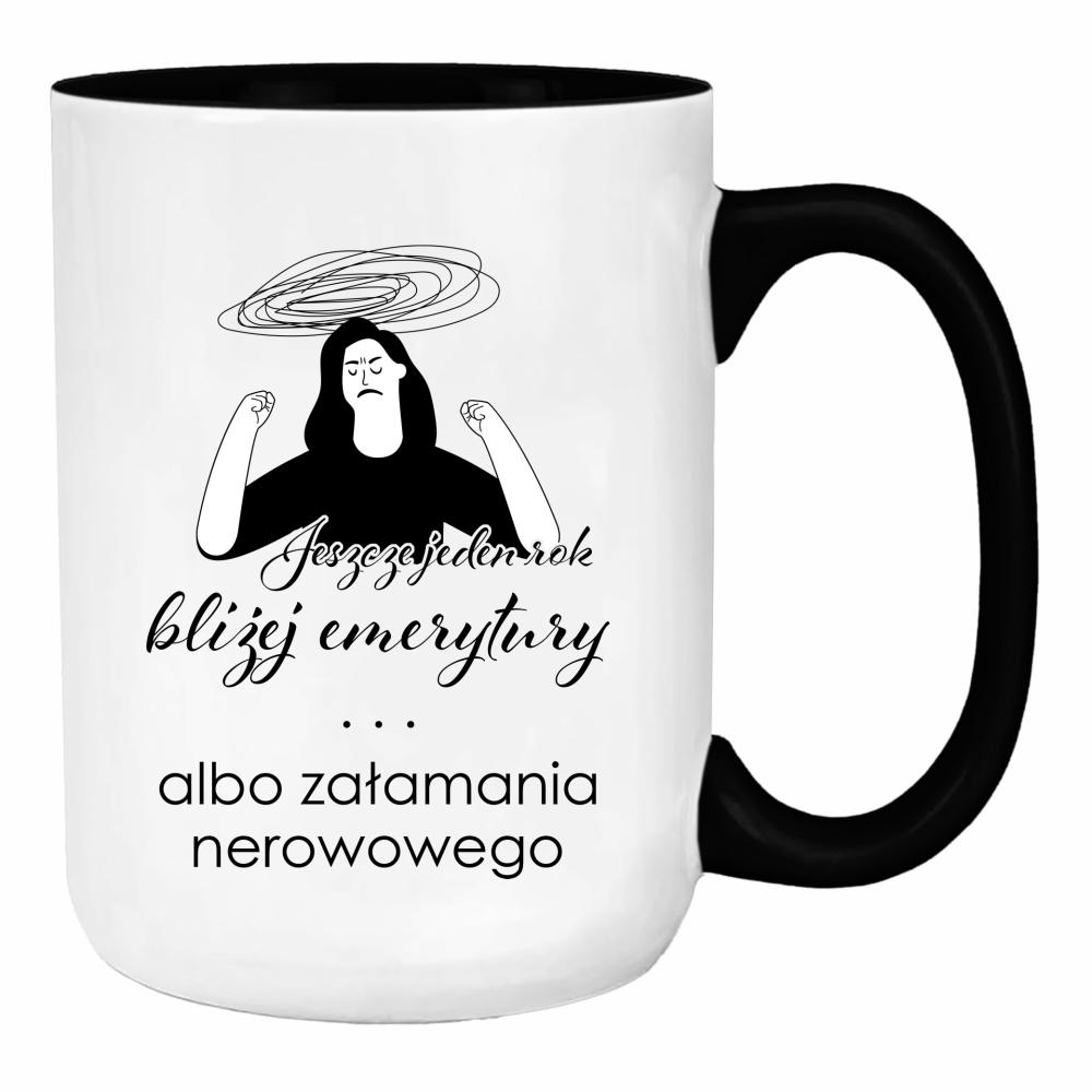 Jeszcze jeden rok bliżej emerytury duży kubek ucho kolor kolor czerwony latte